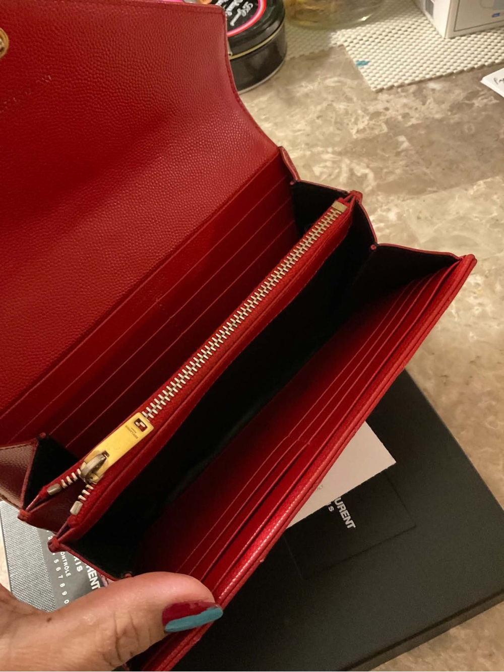 Saint Laurent Red Quilted Leather Wallet on Chain - Picture 7 of 15
